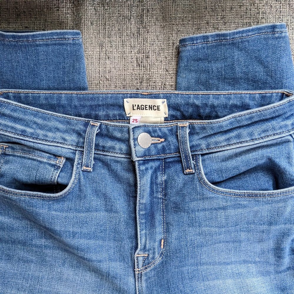L'Agence Skinny Mid-Rise Jeans - Size 25 (Blue Denim) - Picture 4 of 6